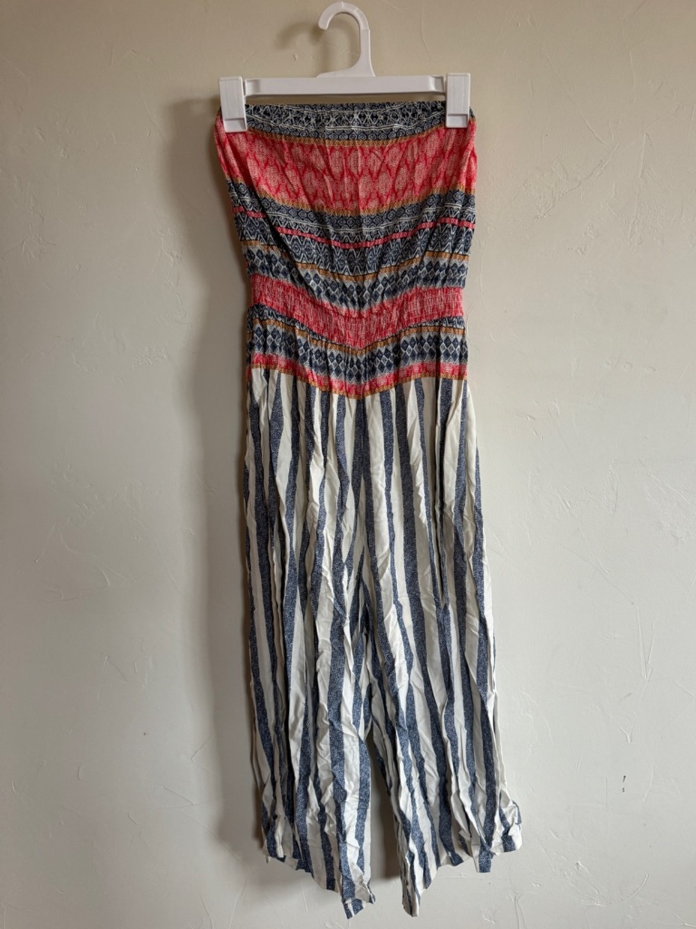 Boho wide leg romper Hem and Thread size s